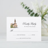 水彩教会ウェディングの返信 出欠カード (スタンド正面)