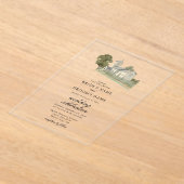 水彩教会モノグラ伝統的ム結婚ズ アクリル招待状 (レイダウン)