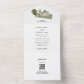 水彩教会モノグラ伝統的ム結婚ズ オールインワン招待状 (内側)