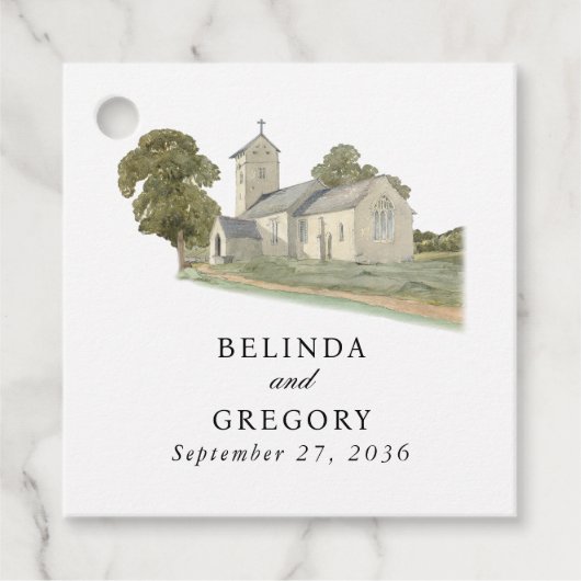 水彩教会モノグラ伝統的ム結婚ズ フェイバータグ (正面)