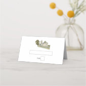 水彩教会モノグラ伝統的ム結婚ズ プレイスカード (正面)