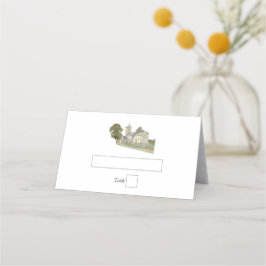 水彩教会モノグラ伝統的ム結婚ズ プレイスカード