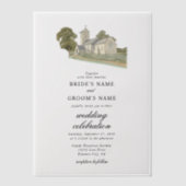 水彩教会モノグラ伝統的ム結婚ズ ベラム紙招待状 (正面)