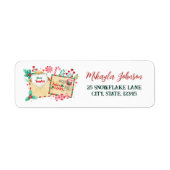 水彩文字からサンタ差出人住所 ラベル (正面)