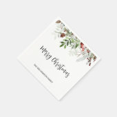 水彩文字メリークリスマスグリーン スタンダードカクテルナプキン (角)