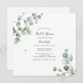 水彩文字ユーカリエレガントプタスブライダルシャワー 招待状 (正面/裏面)