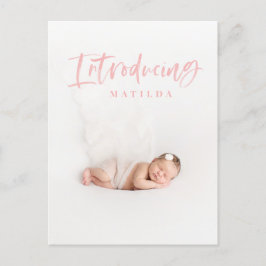 水彩文字文字写真出産のお知らせ 案内ポストカード