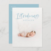 水彩文字文字写真出産のお知らせ 案内ポストカード (正面/裏面)