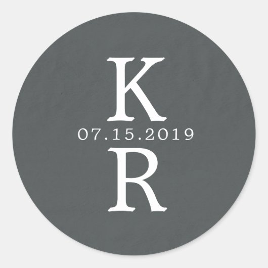 水彩文字 ウェディングモノグラムステッカー ラウンドシール (正面)