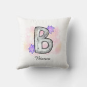 水彩文字B紫色の花 クッション (裏面)