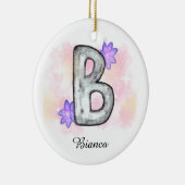 水彩文字B紫色の花 セラミックオーナメント (右)