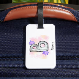 水彩文字B紫色の花 ラゲッジタグ