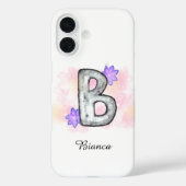 水彩文字B紫色の花 Case-Mate iPhoneケース (裏面)