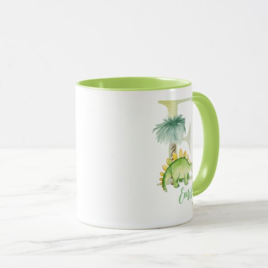 水彩文字E （恐竜） マグカップ (正面右)