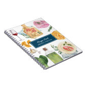 水彩料理パーソナライズされた名レシピ帳 ノートブック (右側)