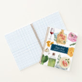 水彩料理パーソナライズされた名レシピ帳 ノートブック (内部)