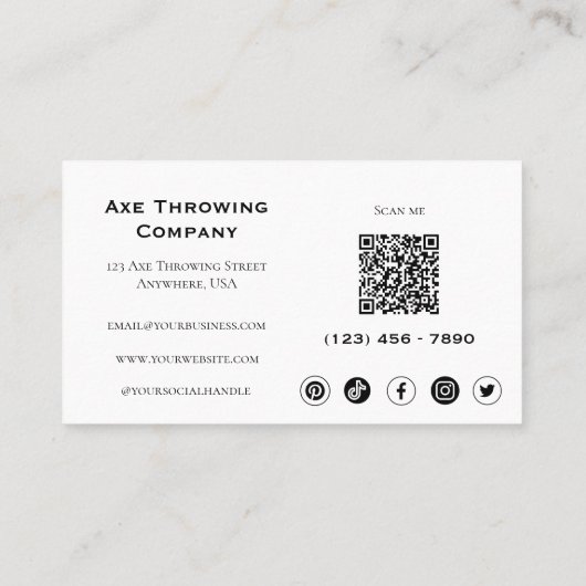 水彩斧の投下又は木材会社 名刺 (裏面)