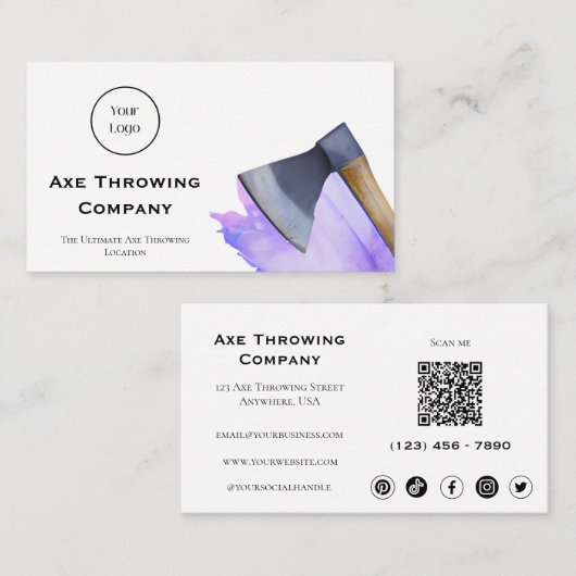 水彩斧の投下又は木材会社 名刺 (正面/裏面)