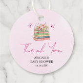 水彩新しいチャプター始まるベビーガールシャワー フェイバータグ (裏面)