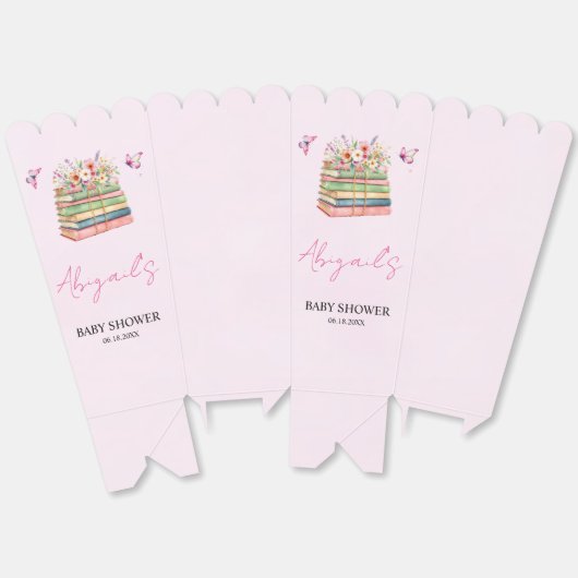 水彩新しいチャプター始まるベビーガールシャワー フェイバーボックス (見開き)