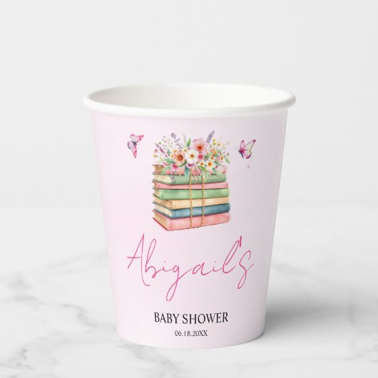 水彩新しいチャプター始まるベビーガールシャワー 紙コップ (裏面)