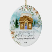 水彩新しい家庭の初めてのクリスマス セラミックオーナメント (右)