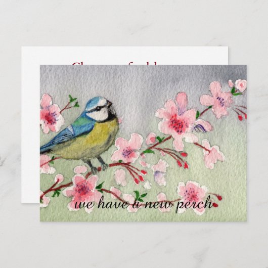 水彩新しい止まり木の住所の変更 案内ポストカード (正面/裏面)