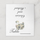 水彩新婚結婚した夫婦 プレイスカード (外部開封)