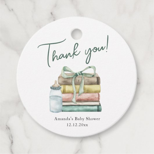 水彩新着章ベイビーシャワーありがとう フェイバータグ (正面)