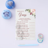 水彩新郎が言うブライダルシャワーゲームカード チラシ (シングル)