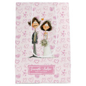 水彩新郎新婦抱き枕おもしろい結婚ズ ミディアムペーパーバッグ (裏面)