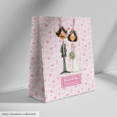 水彩新郎新婦抱き枕おもしろい結婚ズ ミディアムペーパーバッグ