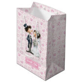 水彩新郎新婦抱き枕結婚ズユーモア ミディアムペーパーバッグ (正面アングル)