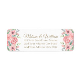 水彩新郎新婦結婚の差出人住所 ラベル