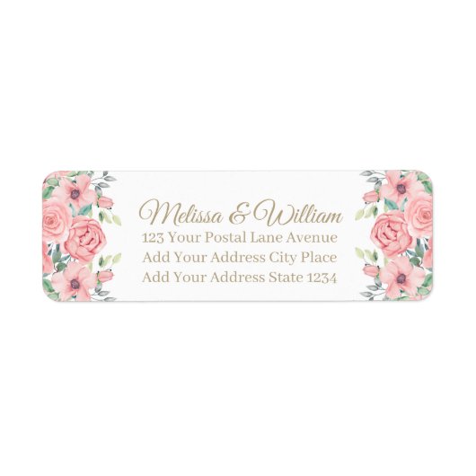 水彩新郎新婦結婚の差出人住所 ラベル (正面)