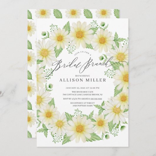 水彩新鮮なフローラフローラブライダルブランチ 招待状 (正面/裏面)
