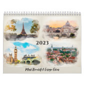 水彩旅行ヨーロッパ都市2023カレンダー カレンダー (カバー)