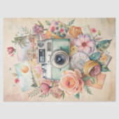 水彩旅行レトロカメラ古い写真バラ 薄葉紙 (正面)