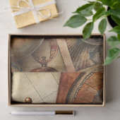 水彩旅行レトロコンパス古いマップの写真 薄葉紙 (ギフト)