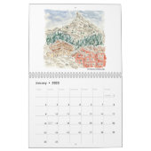 水彩旅行 カレンダー (1月 2022)