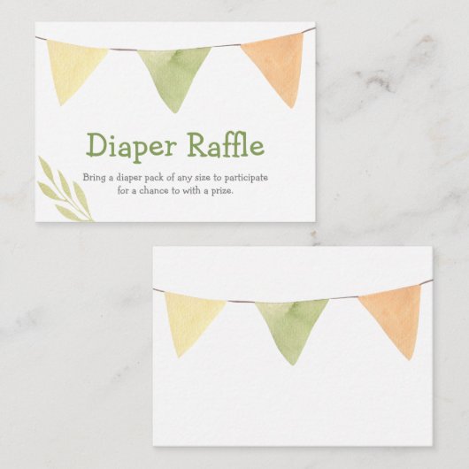 水彩旗バナーベビシャワーおむつラッフル エンクロージャーカード (正面/裏面)