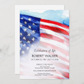 水彩旗ライフお祝い 招待状 (正面/裏面)