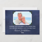 水彩旗航海のメリークリスマスフォト シーズンカード (裏面)