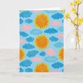 水彩日の出の日没グリーティ空白のングカード カード (黄色い花)