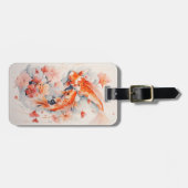 水彩日本のコイ及びフローラ荷札 ラゲッジタグ (正面横)