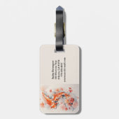 水彩日本のコイ及びフローラ荷札 ラゲッジタグ (裏面縦)