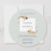 水彩日本のコイ結婚式招待状 招待状 (正面)