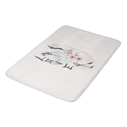 水彩日本の桜花恋クレーン バスマット (アングル)