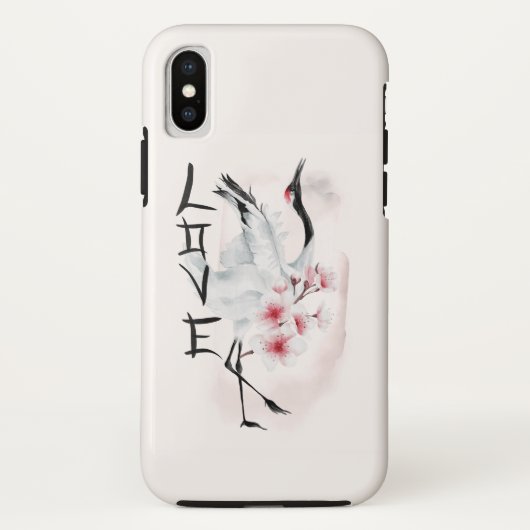 水彩日本の桜花恋クレーン Case-Mate iPhoneケース (裏面)