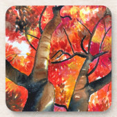 水彩日本の楓 コースター (正面)